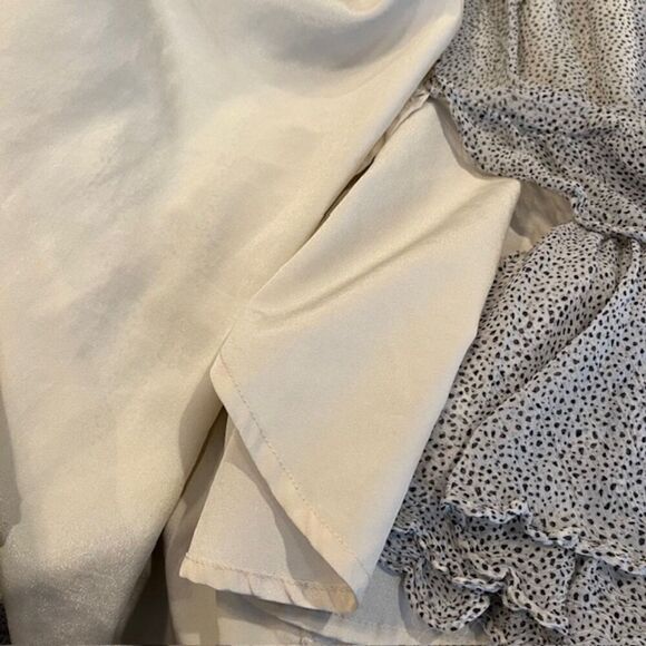 Allsaints Dayla Speckle Dress Oyster Wraparound Ruffle Trim Women's Size 4 - Picture 7 of 11